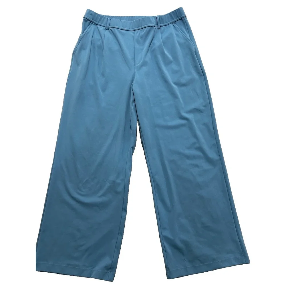Halara Women's XL Wide Leg Pull On Elastic Waist Pants For Women Blue
